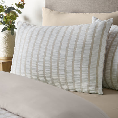 Catherine Lansfield So Soft Seersucker Stripe Duvet Cover Set - Natural