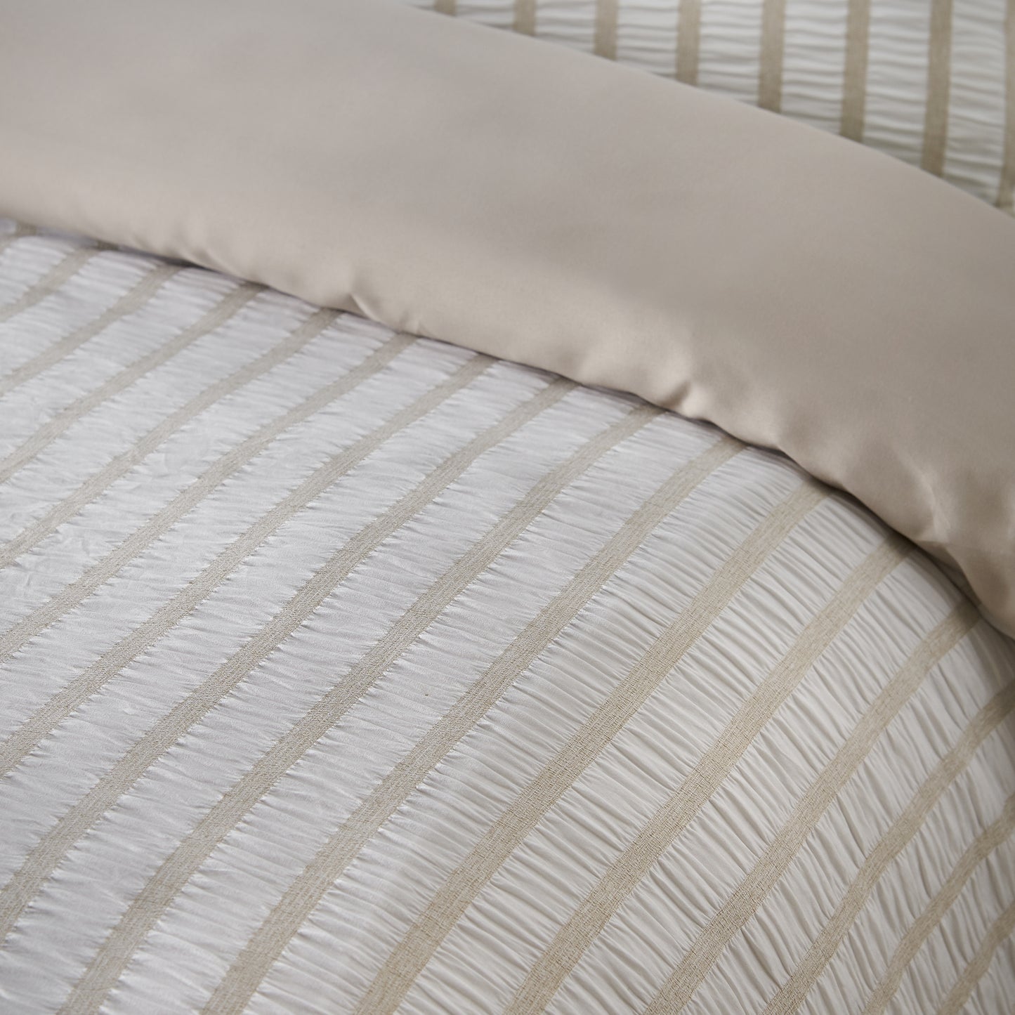 Catherine Lansfield So Soft Seersucker Stripe Duvet Cover Set - Natural