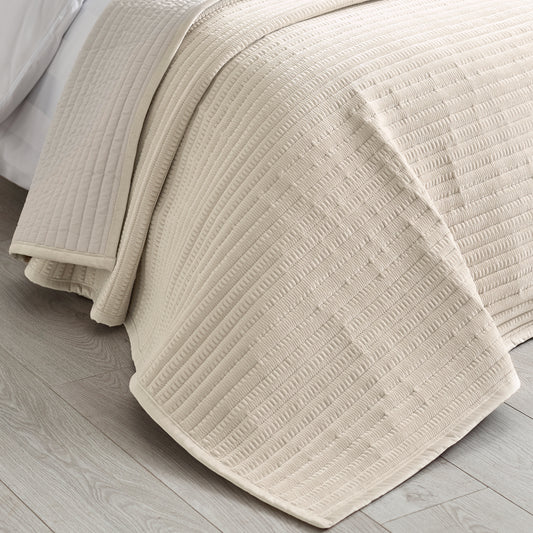 Catherine Lansfield Velvet Pinsonic Bedspread - Natural