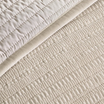 Catherine Lansfield Velvet Pinsonic Bedspread - Natural