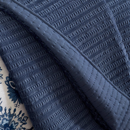 Catherine Lansfield Velvet Pinsonic Bedspread - Navy
