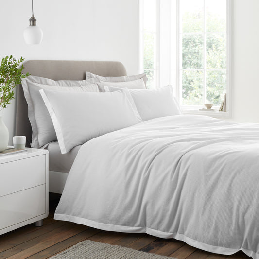 Bianca Seersucker Woven Stripe Duvet Cover Set - Grey