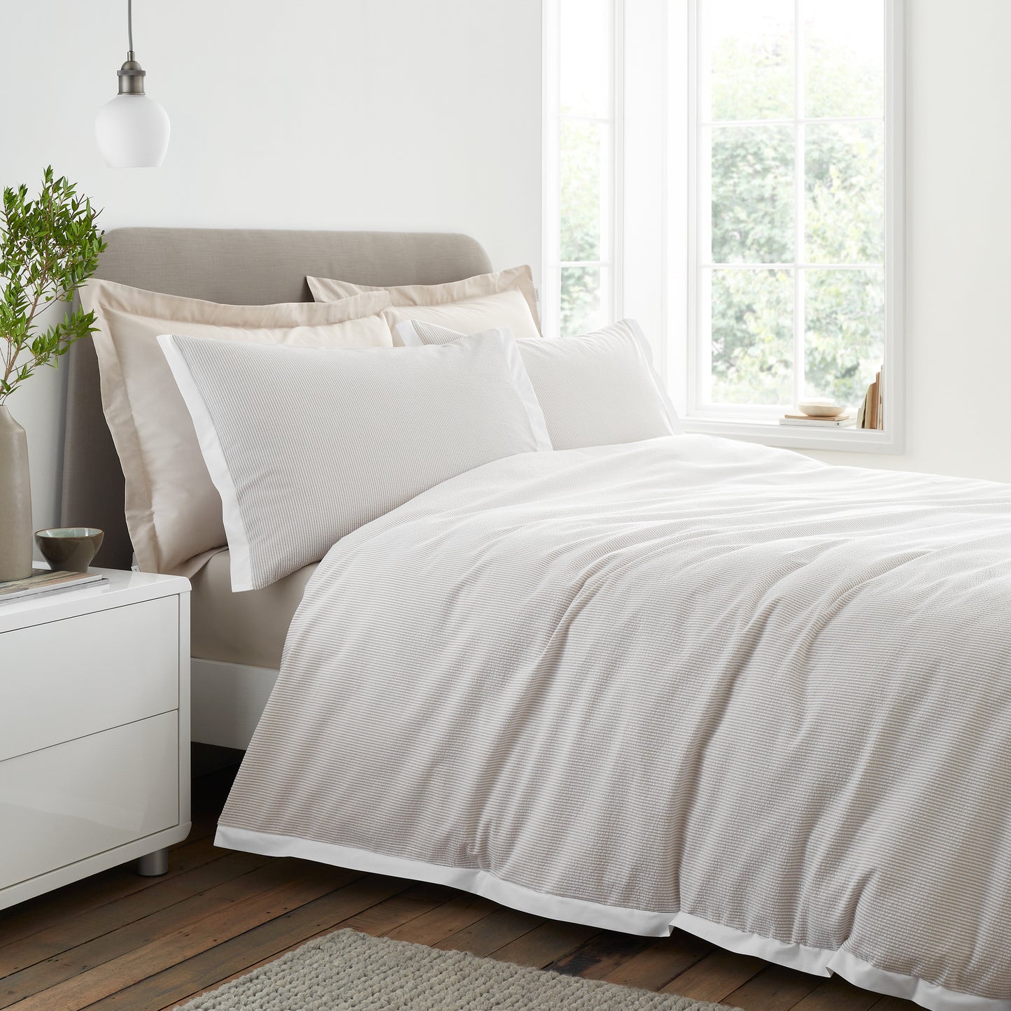 Bianca Seersucker Woven Stripe Duvet Cover Set - Natural