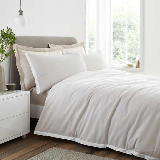 Bianca Seersucker Woven Stripe Duvet Cover Set - Natural