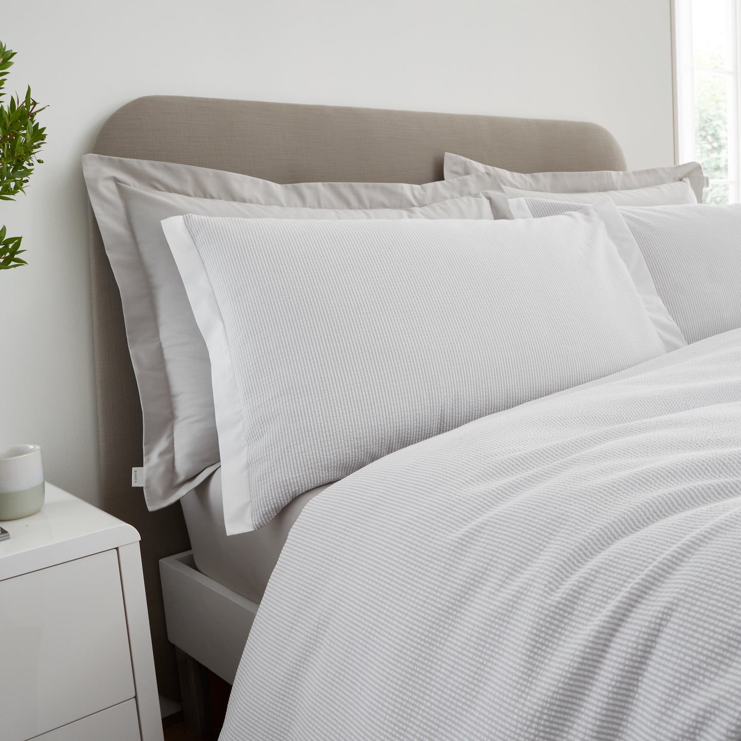 Bianca Seersucker Woven Stripe Duvet Cover Set - Grey