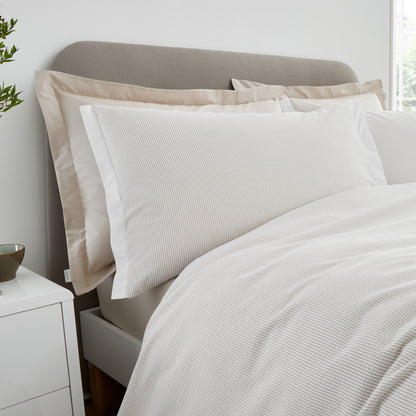 Bianca Seersucker Woven Stripe Duvet Cover Set - Natural