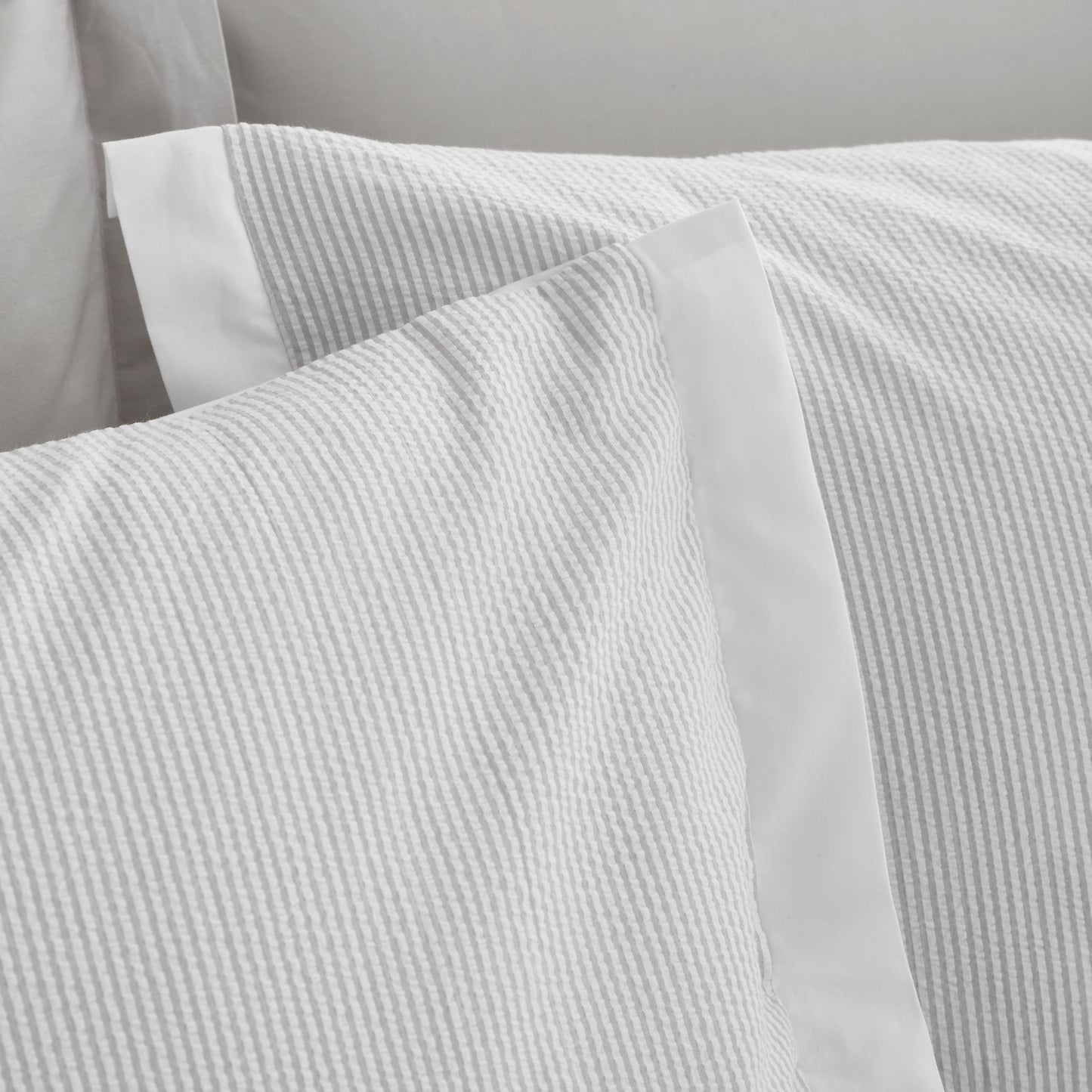 Bianca Seersucker Woven Stripe Duvet Cover Set - Grey