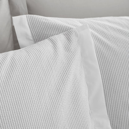 Bianca Seersucker Woven Stripe Duvet Cover Set - Grey