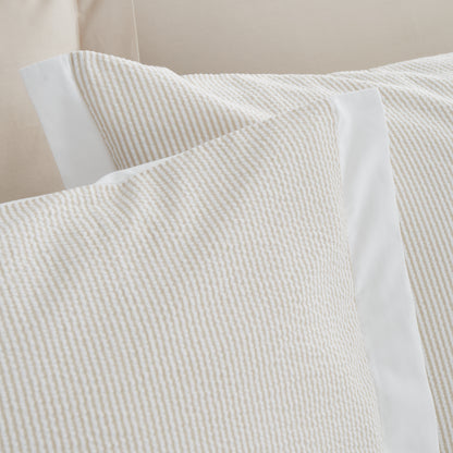 Bianca Seersucker Woven Stripe Duvet Cover Set - Natural
