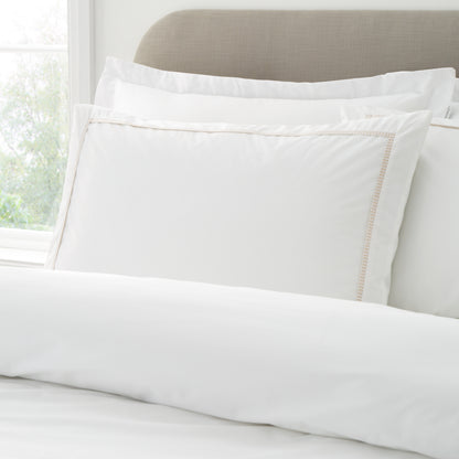 Bianca Contrast Trim Duvet Cover Set - White/Natural