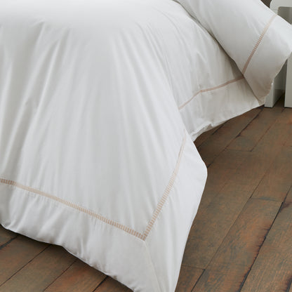 Bianca Contrast Trim Duvet Cover Set - White/Natural