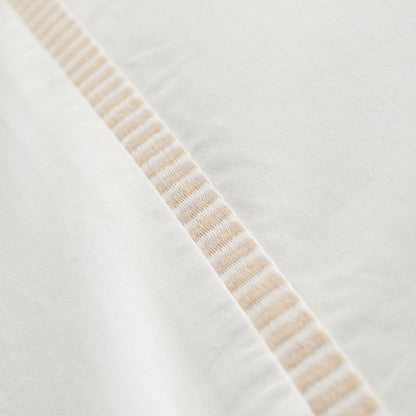 Bianca Contrast Trim Duvet Cover Set - White/Natural