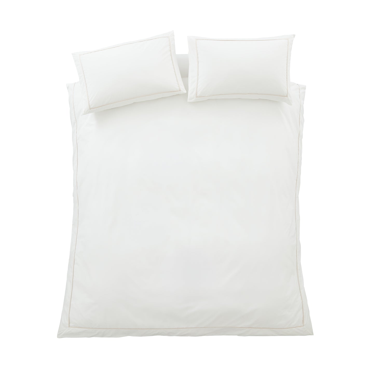 Bianca Contrast Trim Duvet Cover Set - White/Natural
