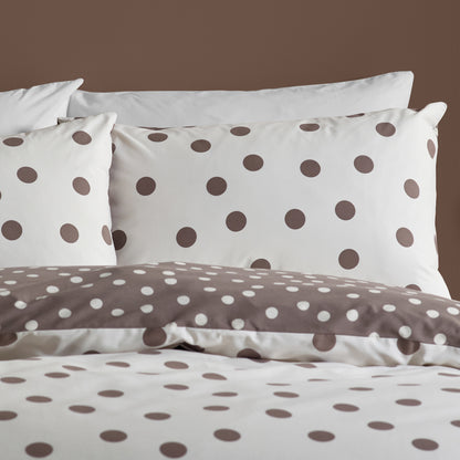 Catherine Lansfield Polka Dot Duvet Cover Set - Chocolate