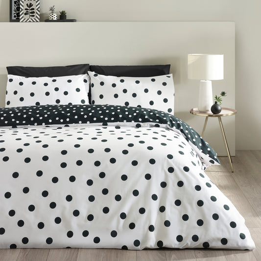 Catherine Lansfield Polka Dot Duvet Cover Set - Black/White