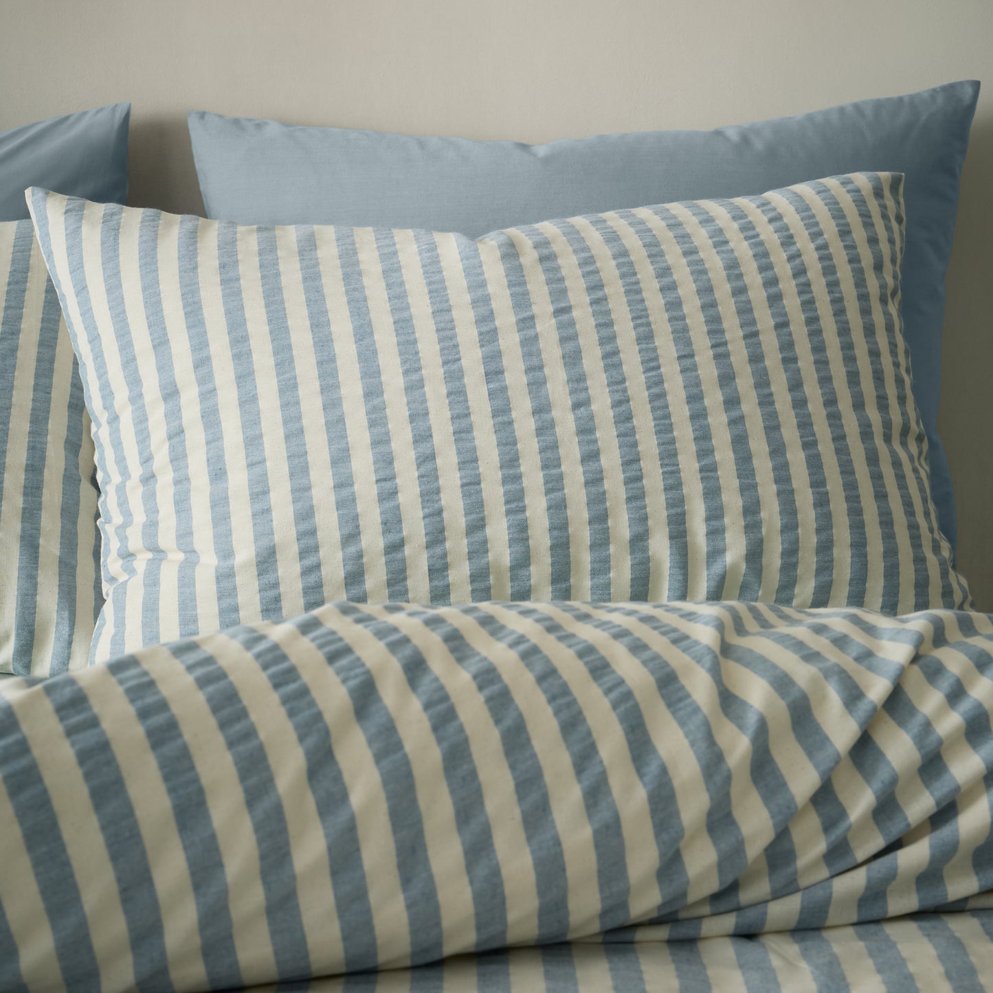 Pineapple Elephant Cotton Rich Woven Stripe Duvet Cover Set - Blue