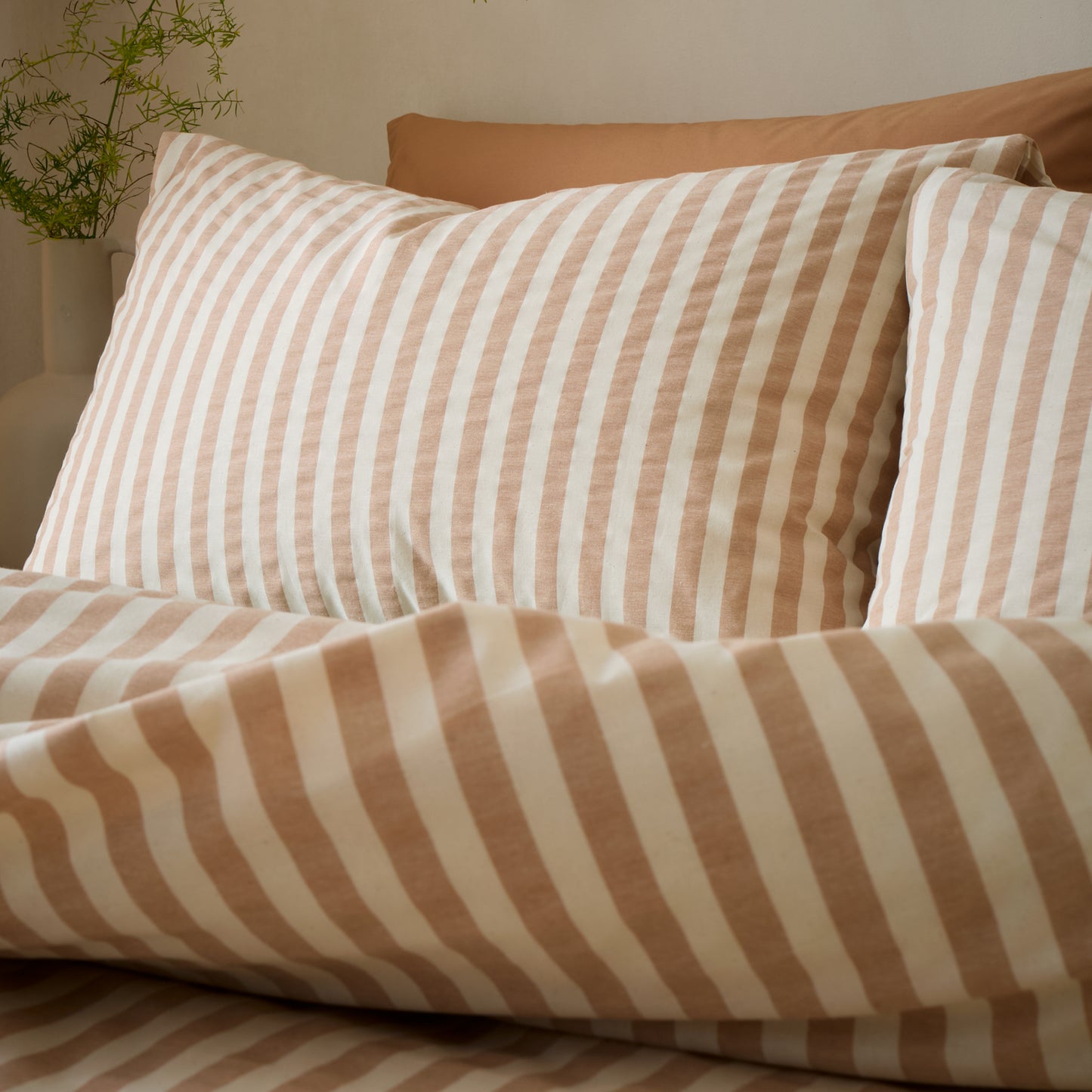 Pineapple Elephant Cotton Rich Woven Stripe Duvet Cover Set - Clay