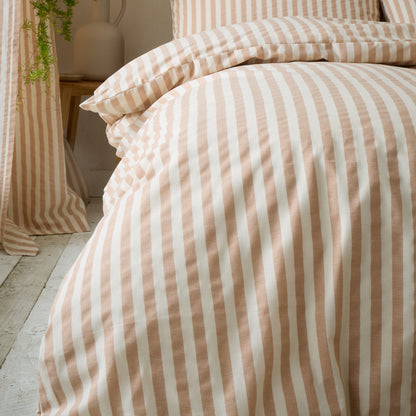 Pineapple Elephant Cotton Rich Woven Stripe Duvet Cover Set - Clay