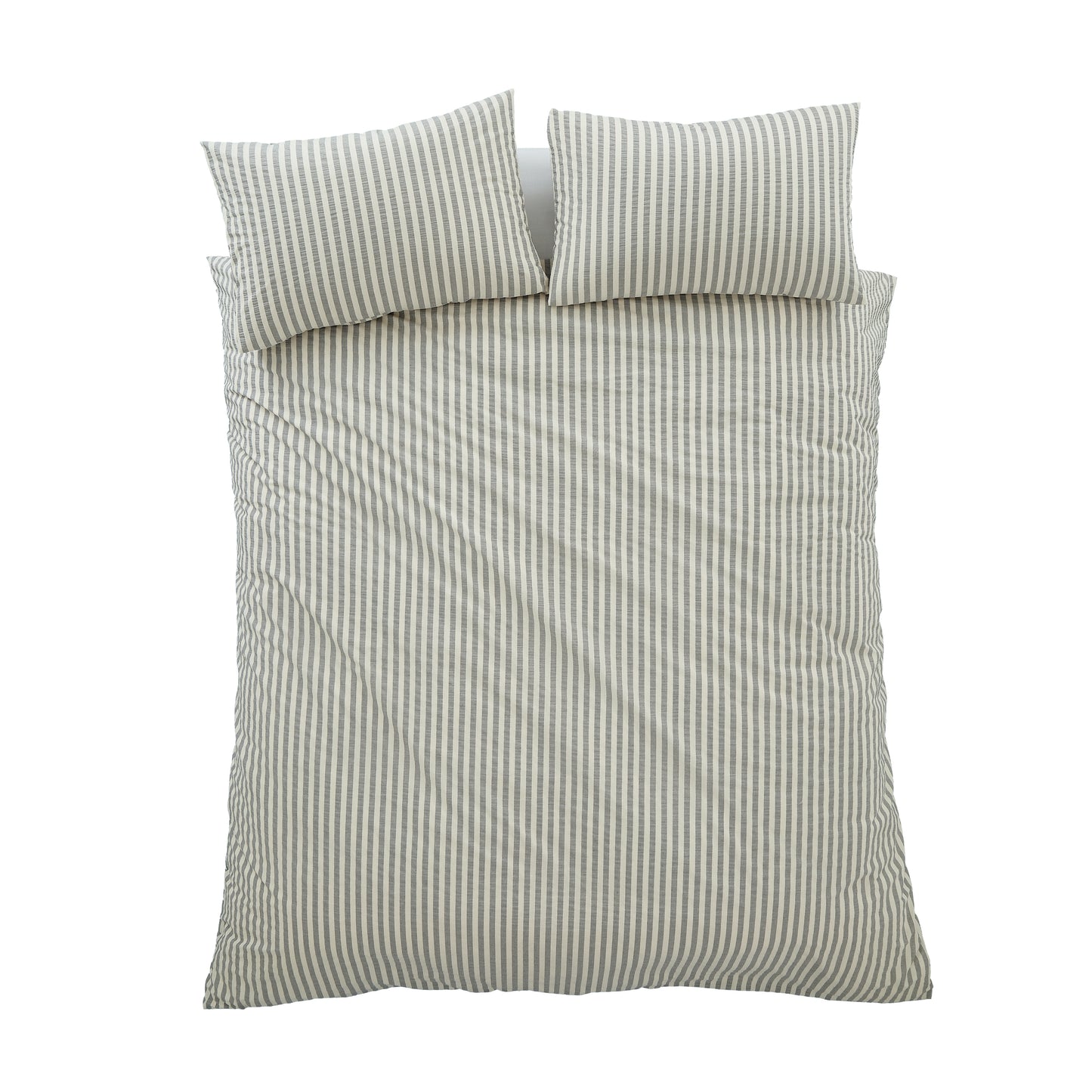 Pineapple Elephant Cotton Rich Woven Stripe Duvet Cover Set - Grey