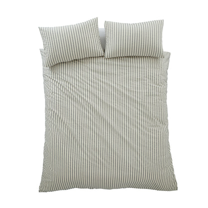 Pineapple Elephant Cotton Rich Woven Stripe Duvet Cover Set - Grey