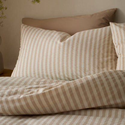 Pineapple Elephant Cotton Rich Woven Stripe Duvet Cover Set - Natural