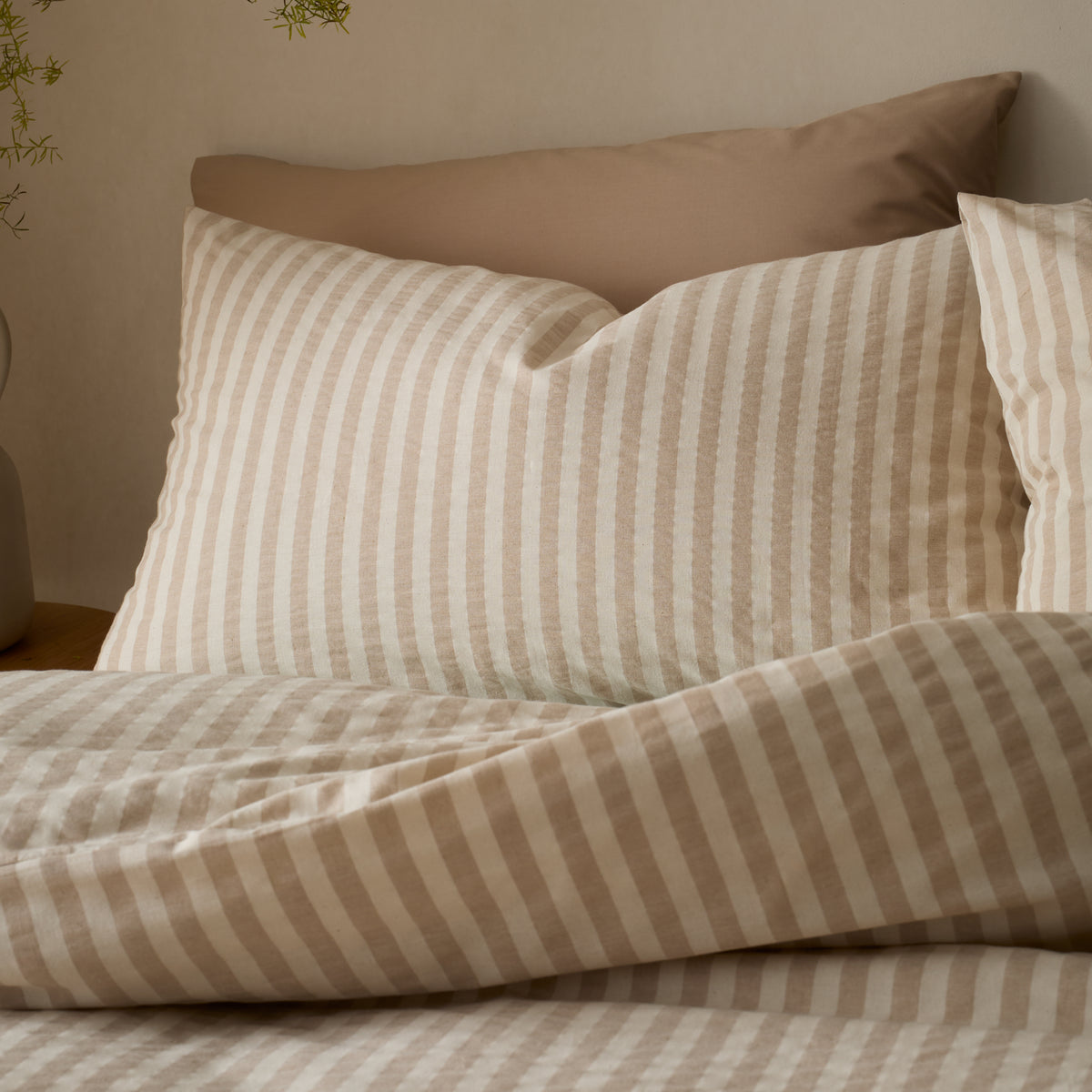 Pineapple Elephant Cotton Rich Woven Stripe Duvet Cover Set - Natural