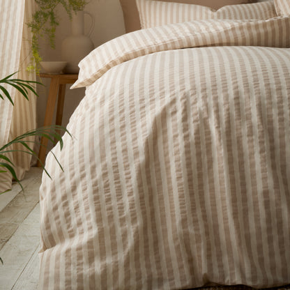 Pineapple Elephant Cotton Rich Woven Stripe Duvet Cover Set - Natural
