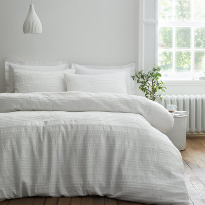 Bianca Waffle Cotton Stripe Duvet Cover Set - White