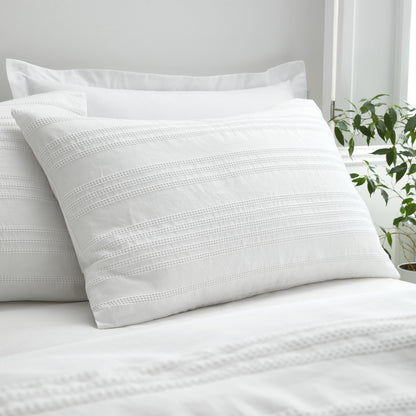 Bianca Waffle Cotton Stripe Duvet Cover Set - White