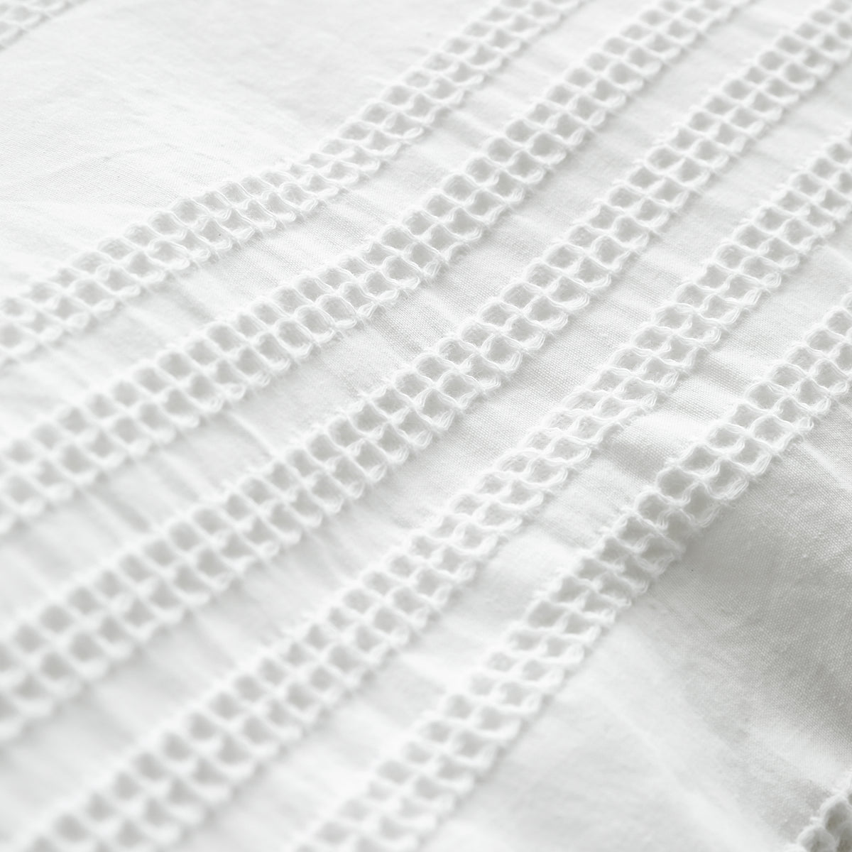 Bianca Waffle Cotton Stripe Duvet Cover Set - White
