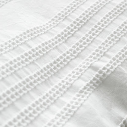 Bianca Waffle Cotton Stripe Duvet Cover Set - White