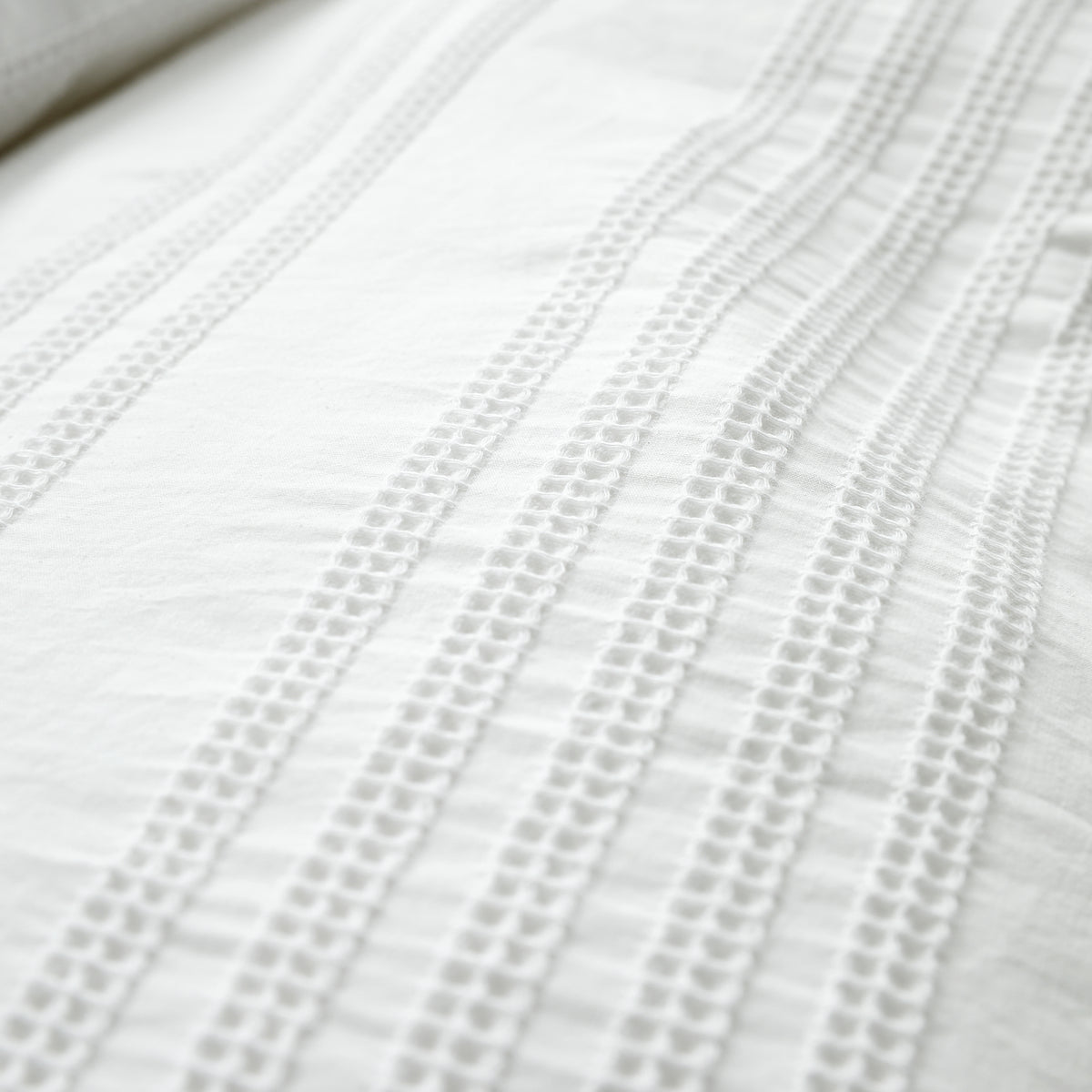 Bianca Waffle Cotton Stripe Duvet Cover Set - White