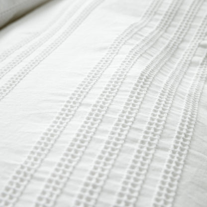 Bianca Waffle Cotton Stripe Duvet Cover Set - White