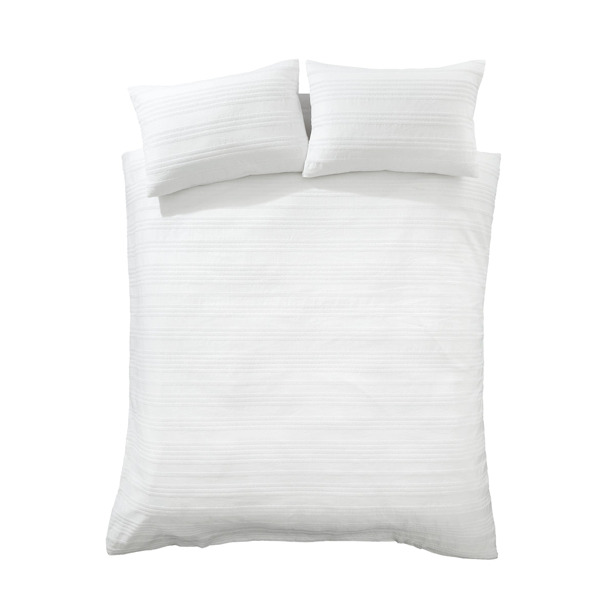 Bianca Waffle Cotton Stripe Duvet Cover Set - White