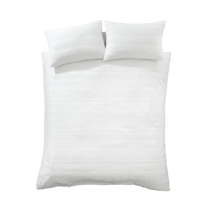 Bianca Waffle Cotton Stripe Duvet Cover Set - White