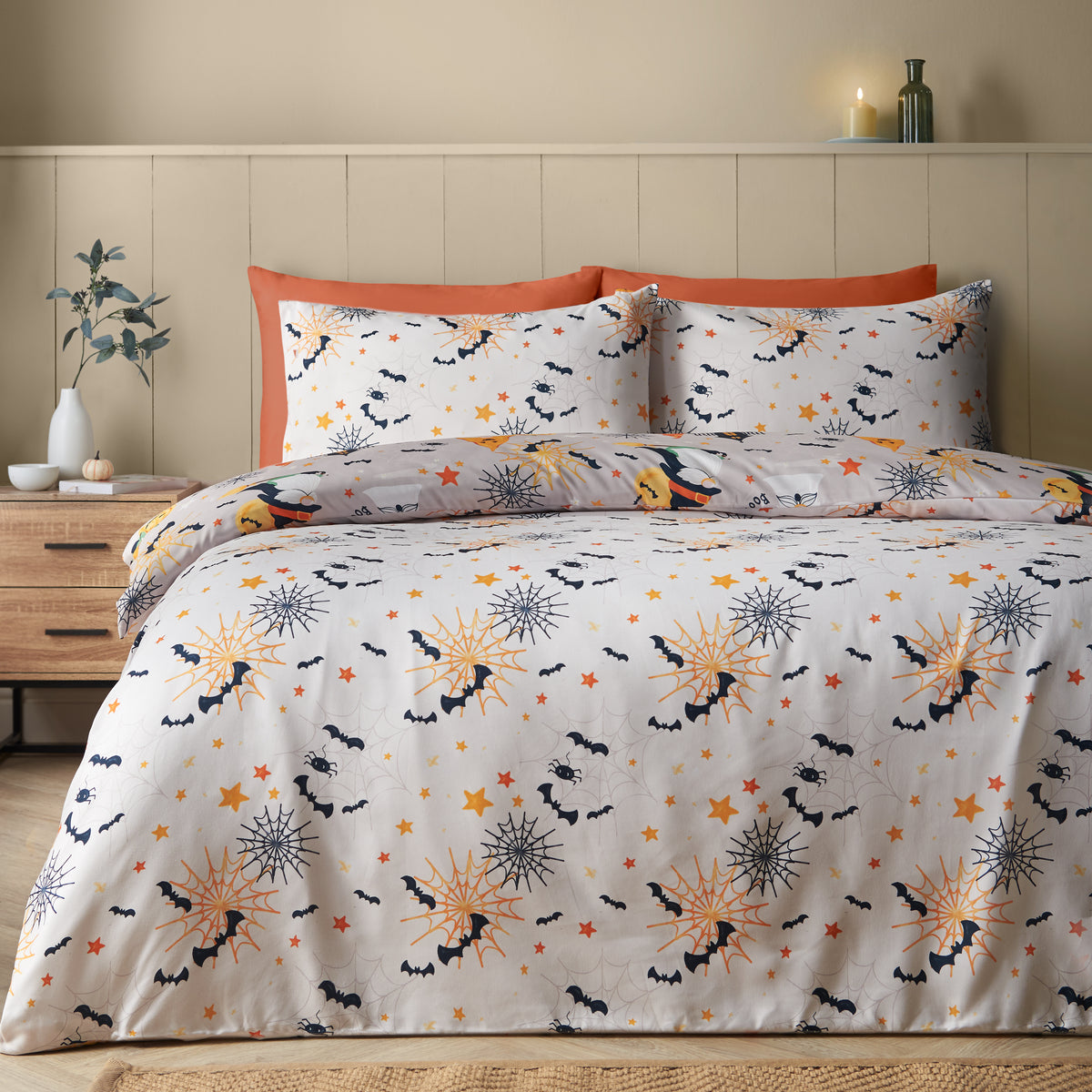 Catherine Lansfield Halloween Gonks Duvet Cover Set - Natural