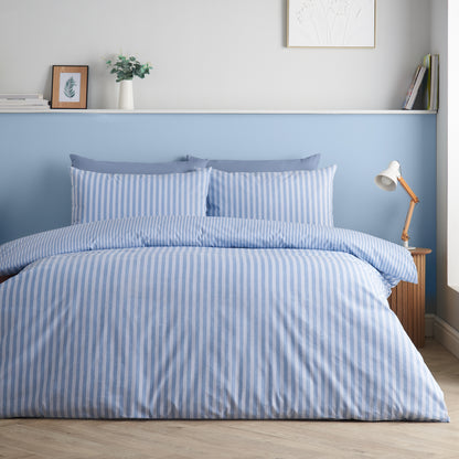 Catherine Lansfield Epping Textured Stripe Duvet Cover Set - Blue
