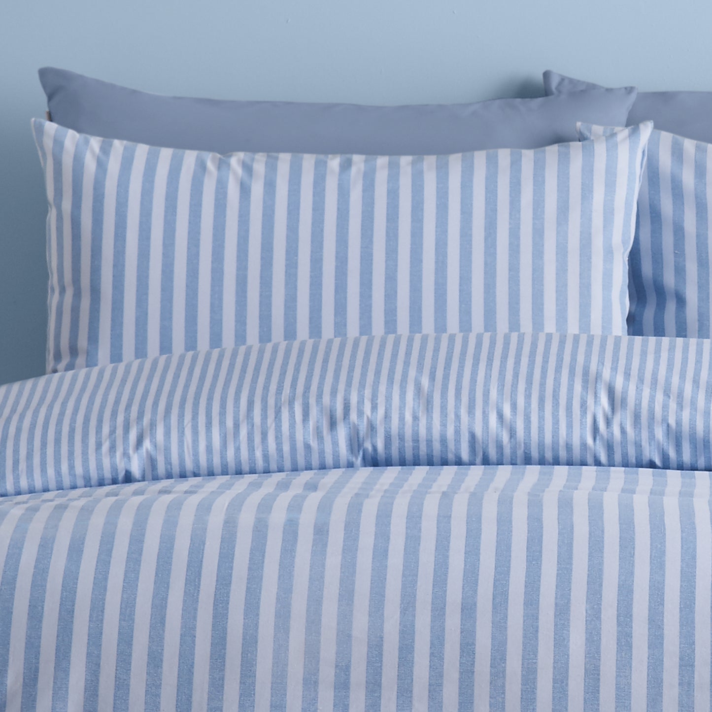 Catherine Lansfield Epping Textured Stripe Duvet Cover Set - Blue