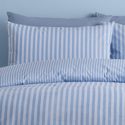 Catherine Lansfield Epping Textured Stripe Duvet Cover Set - Blue