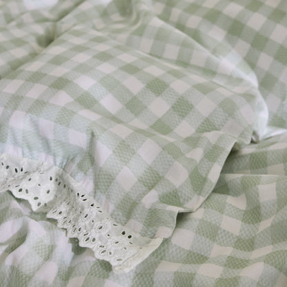 Cath Kidston Painted Gingham Lace Duvet Cover Set - Green
