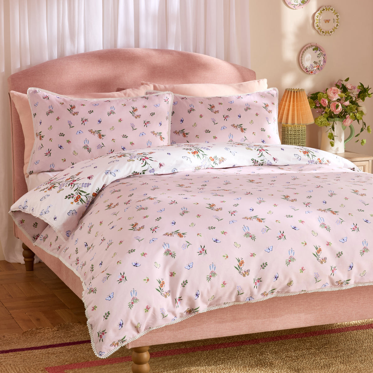Cath Kidston Flutter Floral Duvet Cover Set - Pink