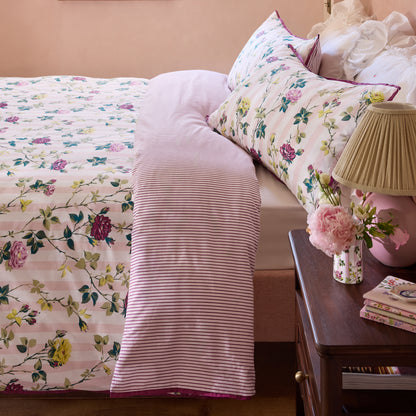 Cath Kidston Climbing Rose Stripe Duvet Cover Set - Pink
