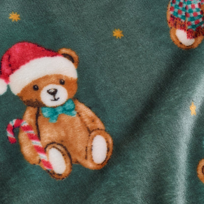 Catherine Lansfield Christmas Tartan Teddy Bear Throw - Green