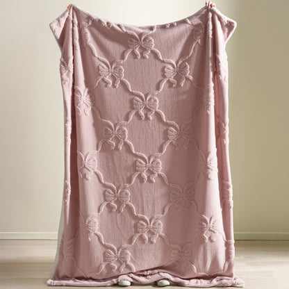 Catherine Lansfield Carved Bow Throw - Pink