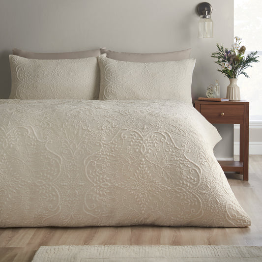 Catherine Lansfield Amelia Jacquard Duvet Cover Set - Cream