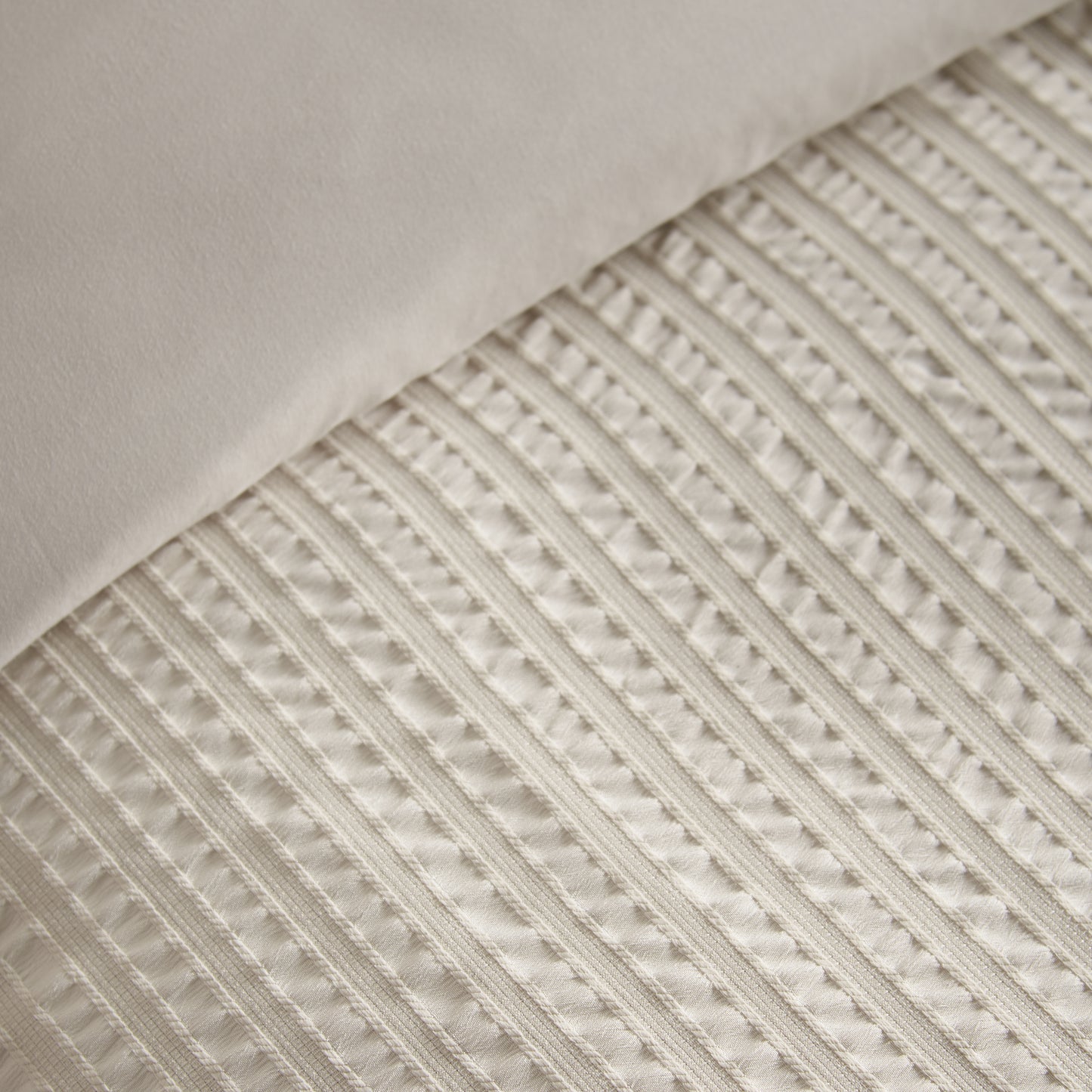Catherine Lansfield Stripe Seersucker Duvet Cover Set - Natural