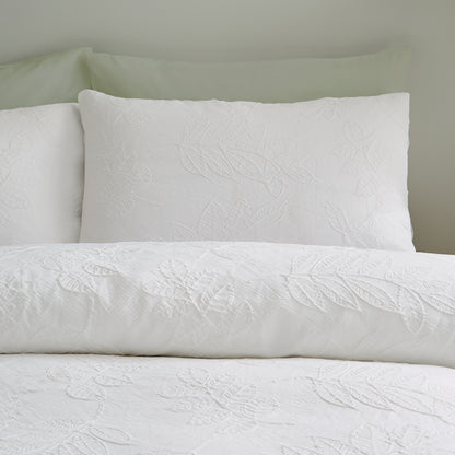 Catherine Lansfield Jacquard Leaves Duvet Cover Set - White