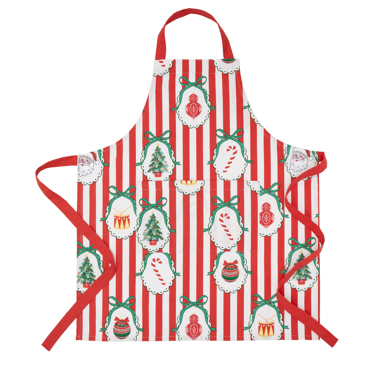 Catherine Lansfield Christmas Vintage Stripe Apron - Red