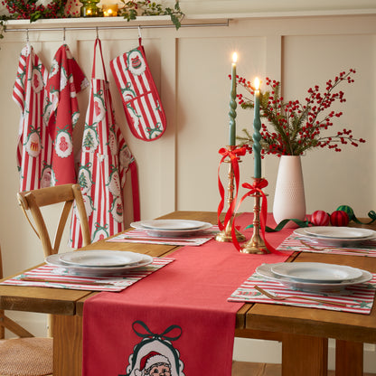 Catherine Lansfield Christmas Vintage Stripe Apron - Red