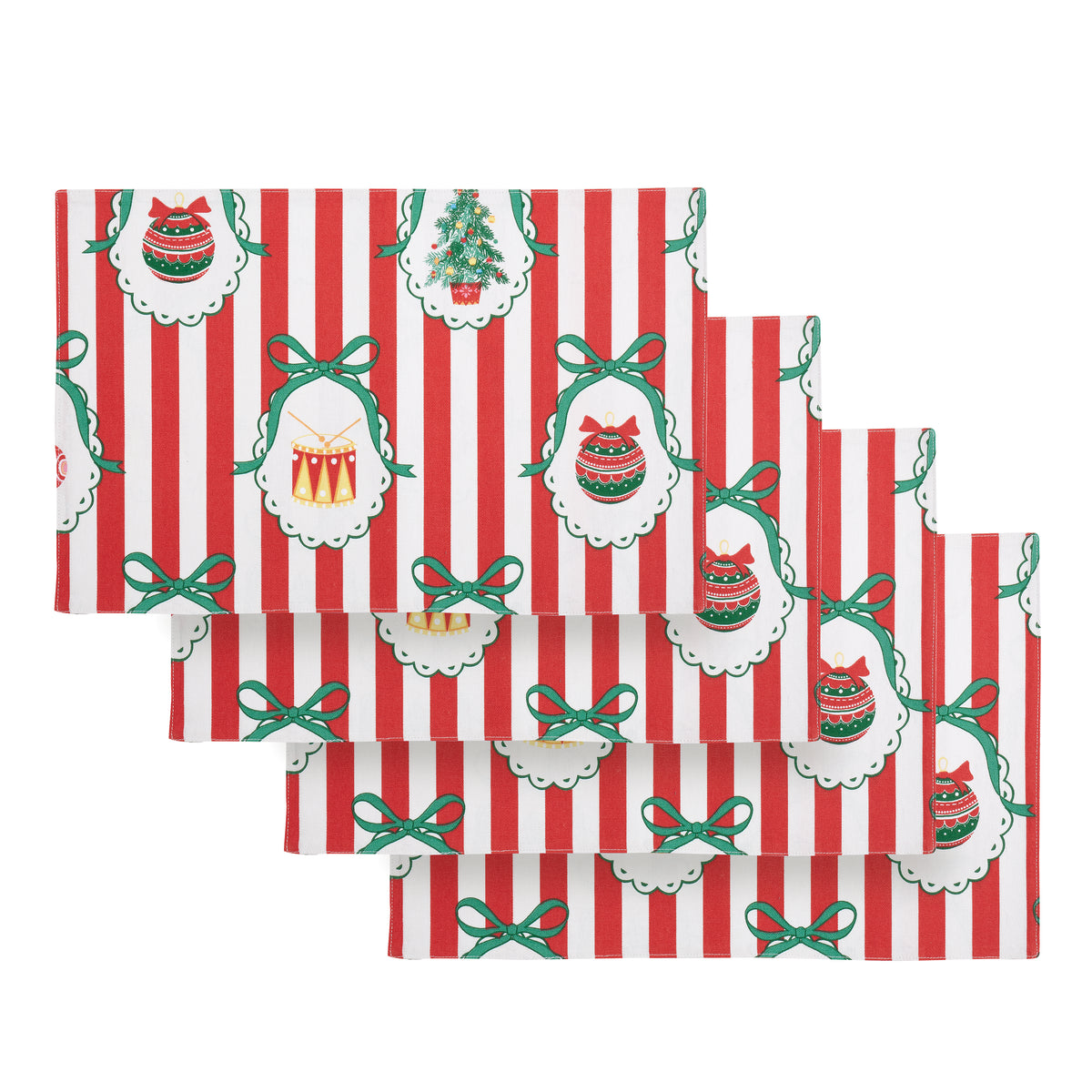 Catherine Lansfield Christmas Vintage Stripe Placemats (Pack of 4) - Red